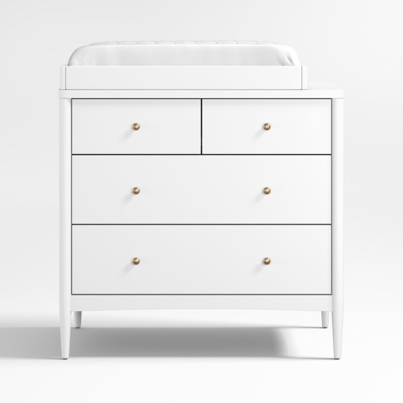 Hampshire White Wood Narrow Kids Dresser and Changer Table Topper - image 0 of 10