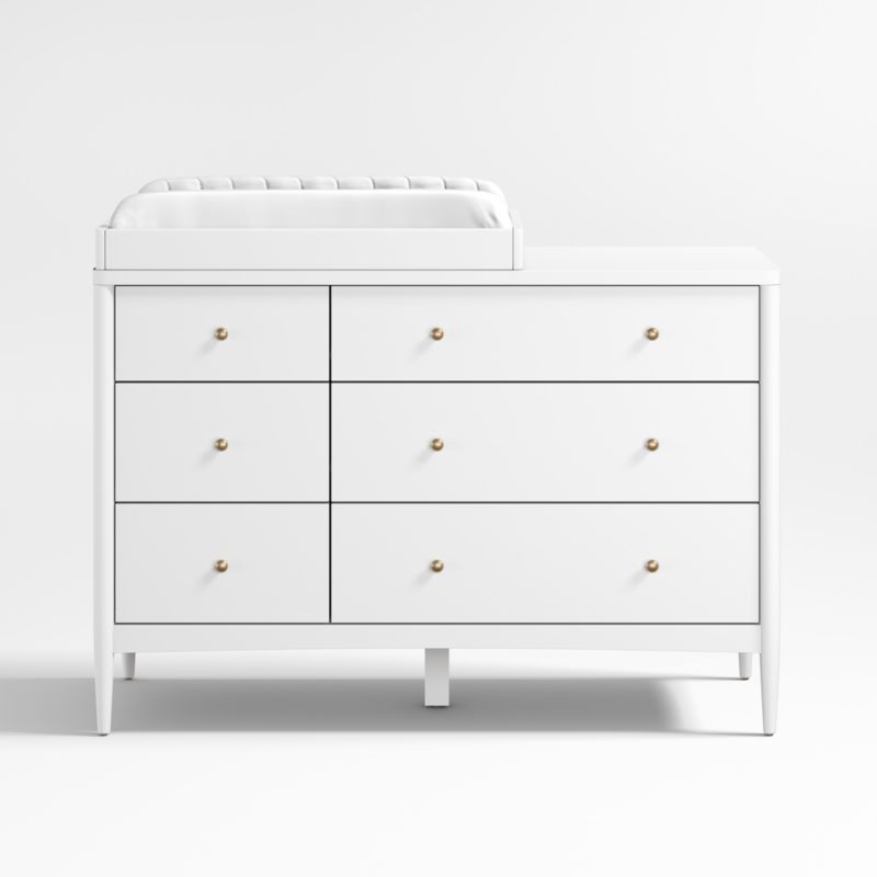 Hampshire White Wood Wide Kids Dresser and Changer Table Topper - image 0 of 13