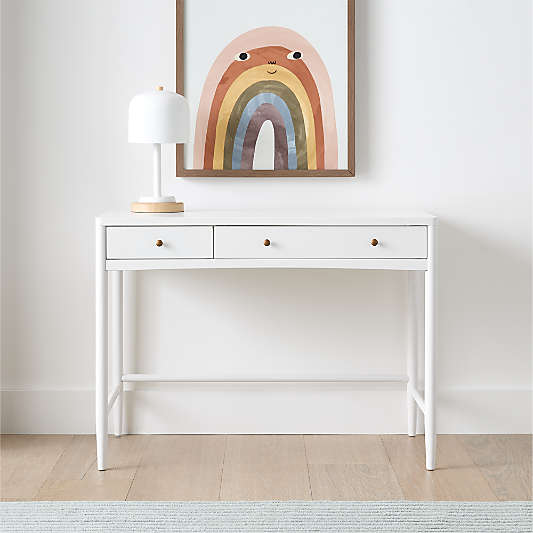 Hampshire 42" White Wood 2-Drawer Kids Desk