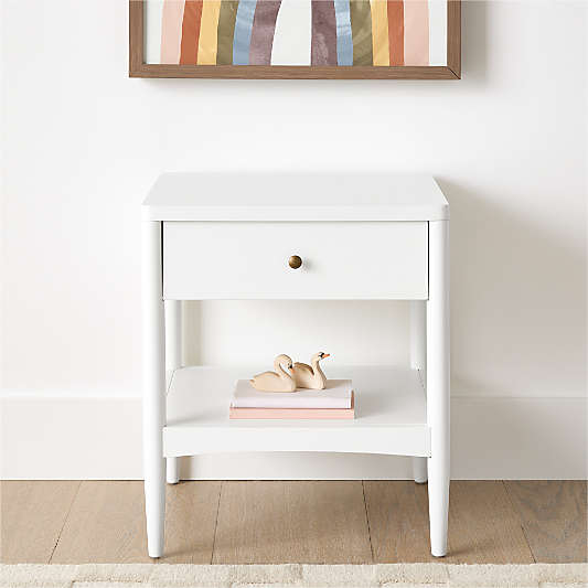 Hampshire 20" White Wood Kids Nightstand with Drawer