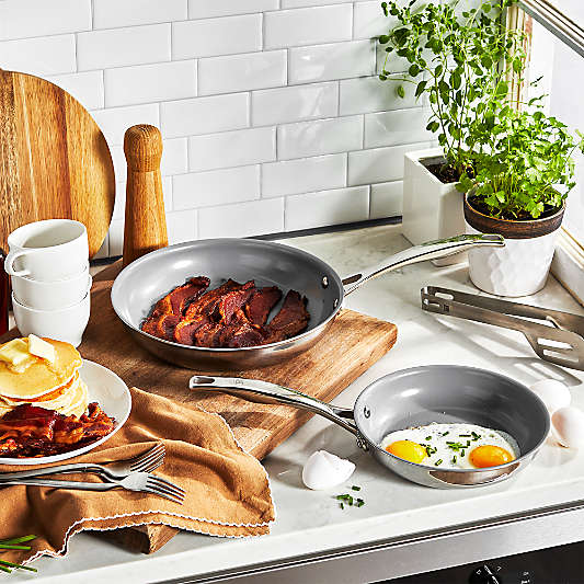 HENCKELS ® Clad H3 Stainless Steel Ceramic Nonstick 8" and 10" Fry Pan Set
