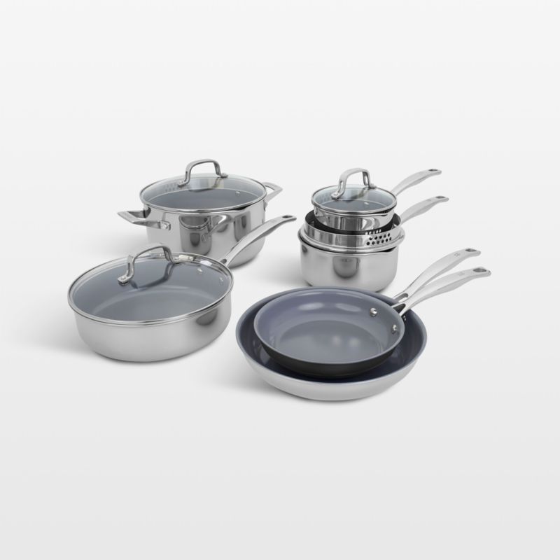 HENCKELS Clad H3 10-Piece Stainless Steel Ceramic Nonstick Cookware Set ...