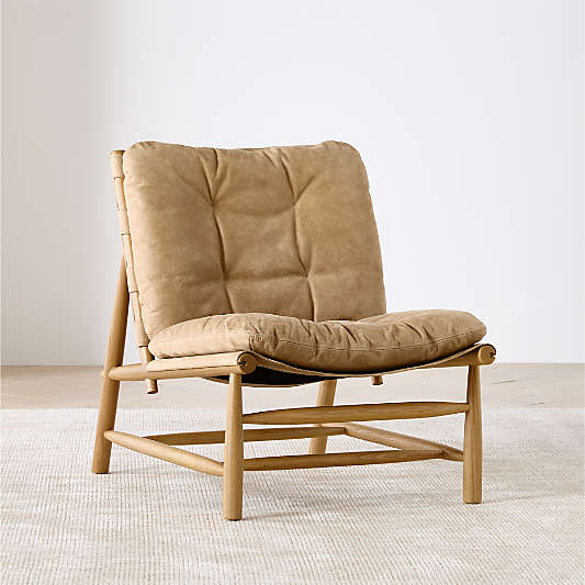 Henning Wood and Leather Accent Chair