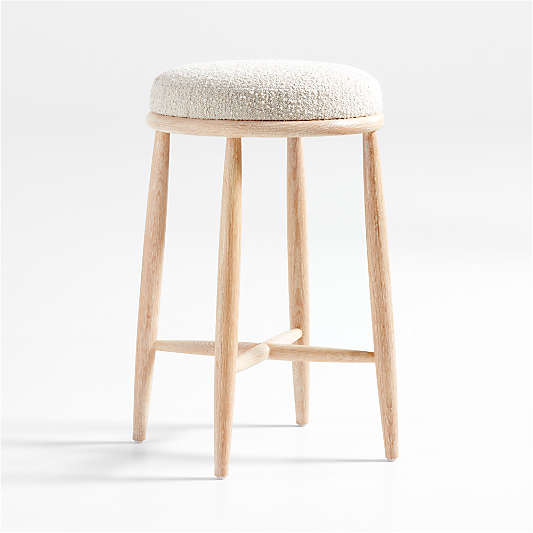 Hobbs Cerused Natural Oak Wood Counter Stool