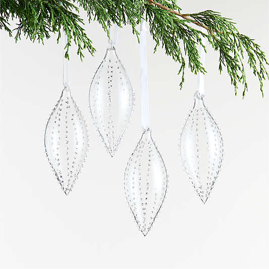 Hobnail Glass Drop Christmas Tree Ornament, Set of 4
