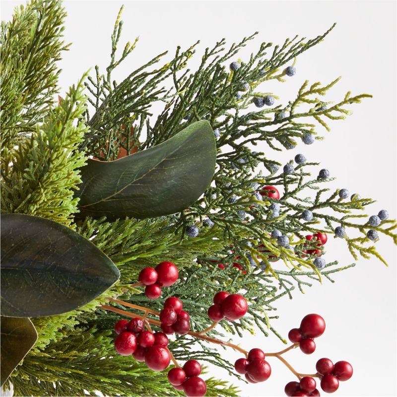 Faux Cypress Branch Arrangement in Holden Speckled White Vase - image 1 of 2