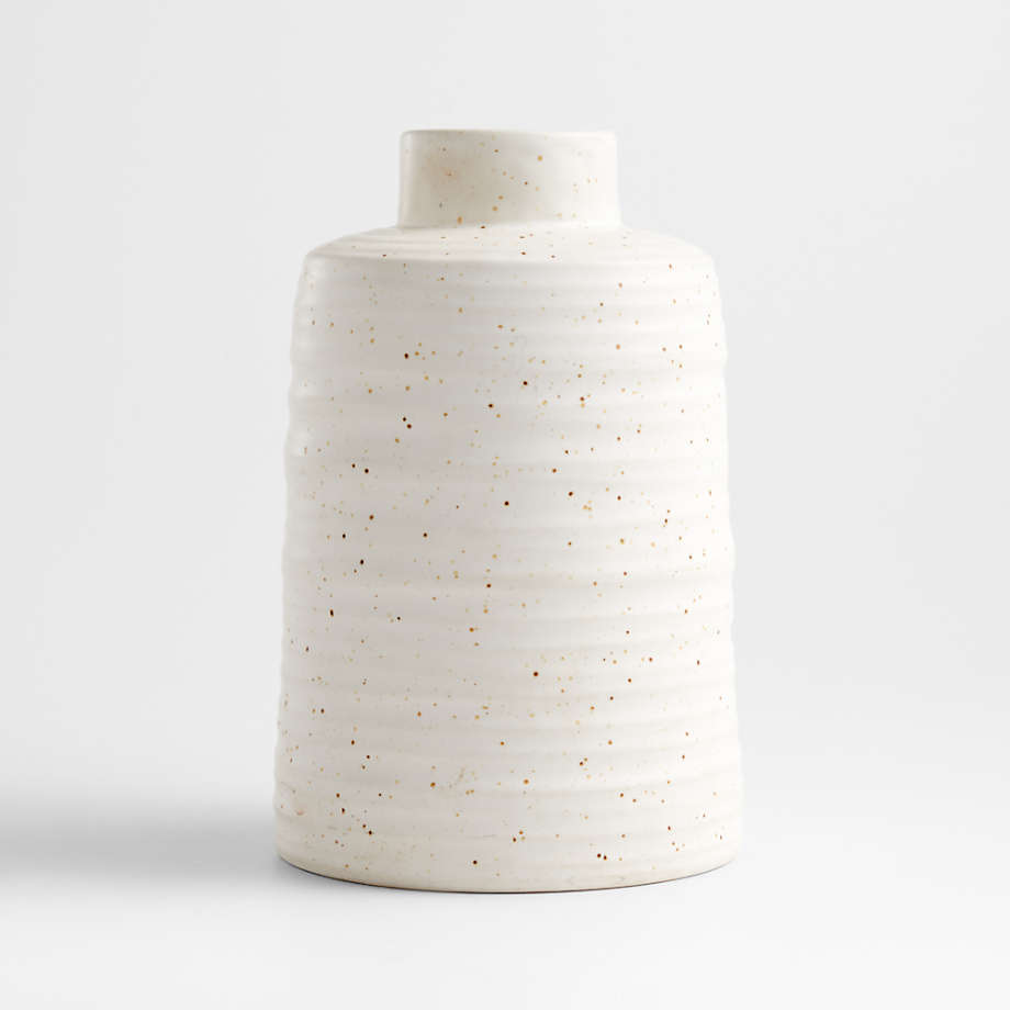 Crate&Barrel Slope White Ceramic Vase 17