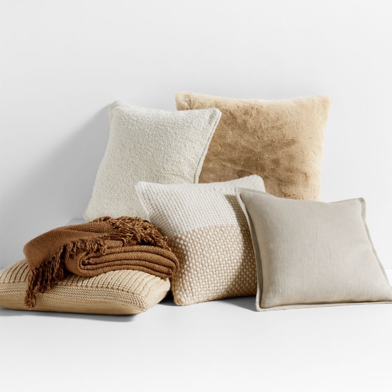 Cognac Brown Throw Pillow Arrangement | Crate & Barrel