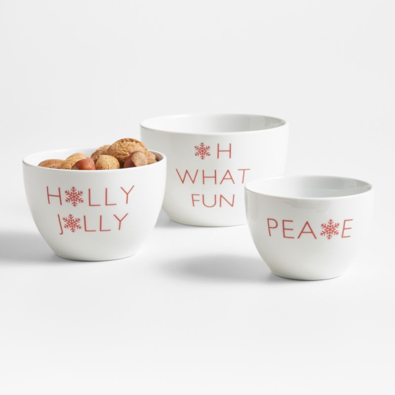 Holiday Cheer Christmas Nesting Bowls, Set of 3 + Reviews Crate & Barrel
