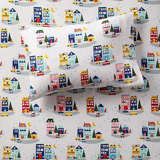 Organic Holiday City Flannel Toddler Pillowcase