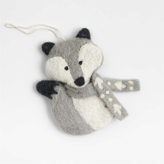 Boiled Wool Holiday Fox Christmas Tree Ornament