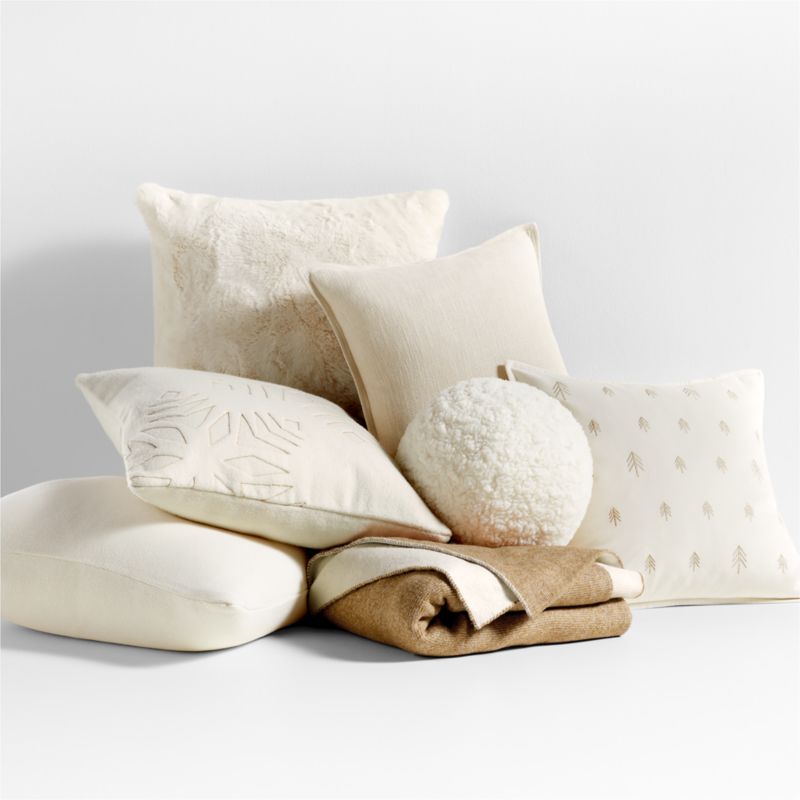 Ivory Faux Fur Holiday Decorative Throw Pillow Cover 23