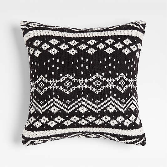 Holiday Knit 20" Black and White Pillow Cover