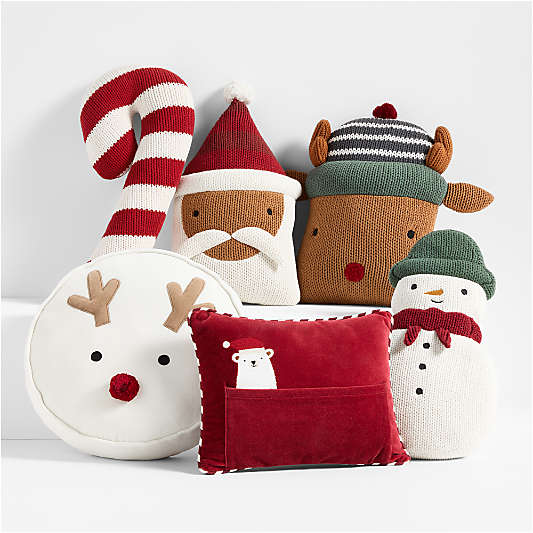 Reindeer Knit Kids Christmas Throw Pillow