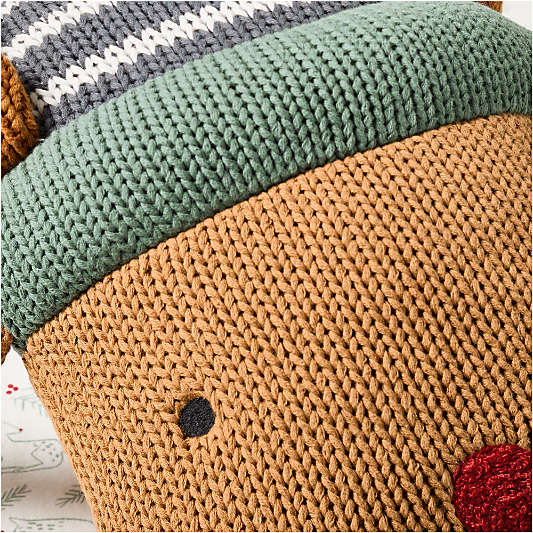 Reindeer Knit Kids Christmas Throw Pillow