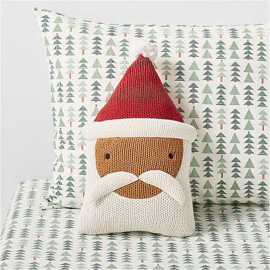 Santa Knit Kids Christmas Throw Pillow