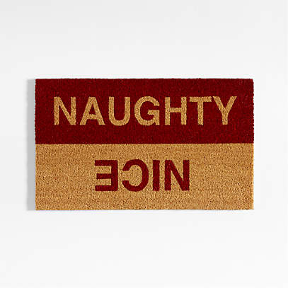 Naughty or Nice Red Holiday Doormat 18x30