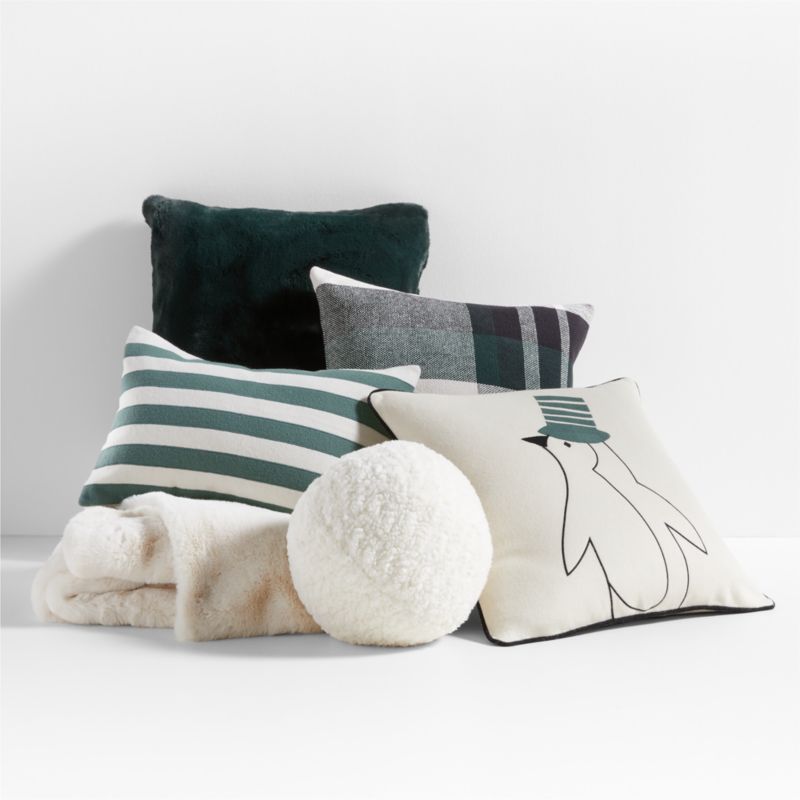 Pine Green Stripe 22"x15" Holiday Throw Pillow Cover by Joan Anderson - image 1 of 2