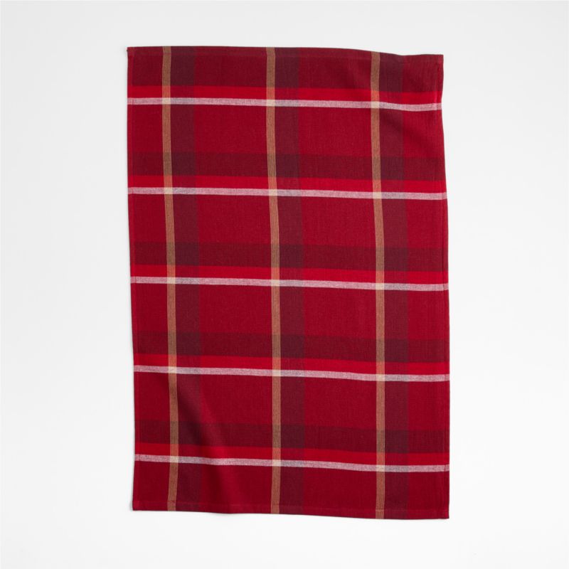 Holiday Red Plaid and Stripe Organic Cotton Kitchen Towels, Set of 3 - image 1 of 6