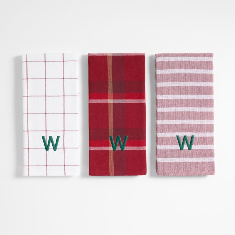 Holiday Red Plaid and Stripe Organic Cotton Kitchen Towels, Set of 3 - image 4 of 6