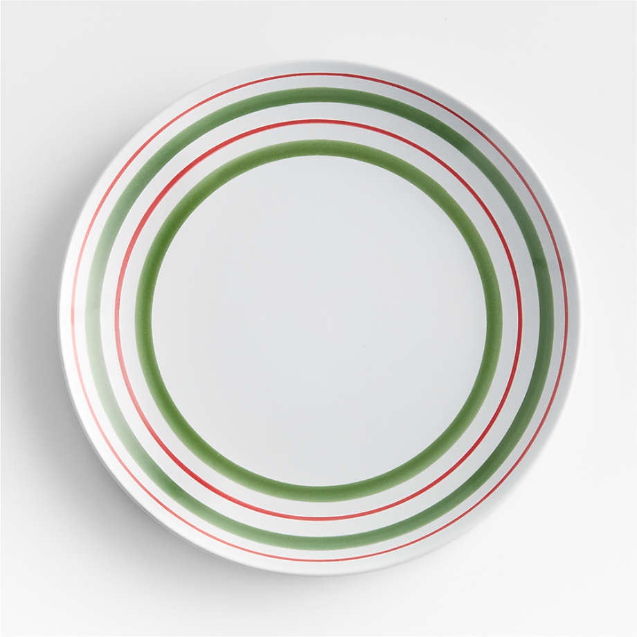 Holiday Plaid and Stripe Christmas Dinner Plate + Reviews Crate & Barrel