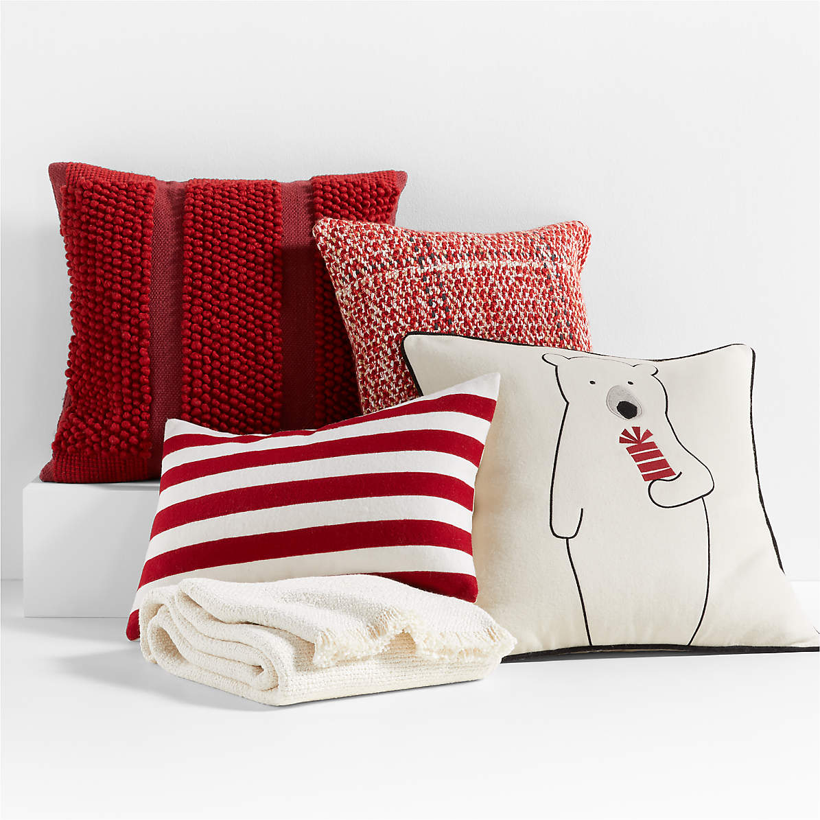 Coastal Red Stripe Pillow Cover, Stripe Fringe | Hofdeco