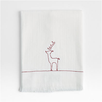 View Holiday Reindeer Embroidery Guest Towel details