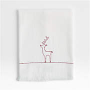 Holiday Reindeer Embroidery Guest Towel