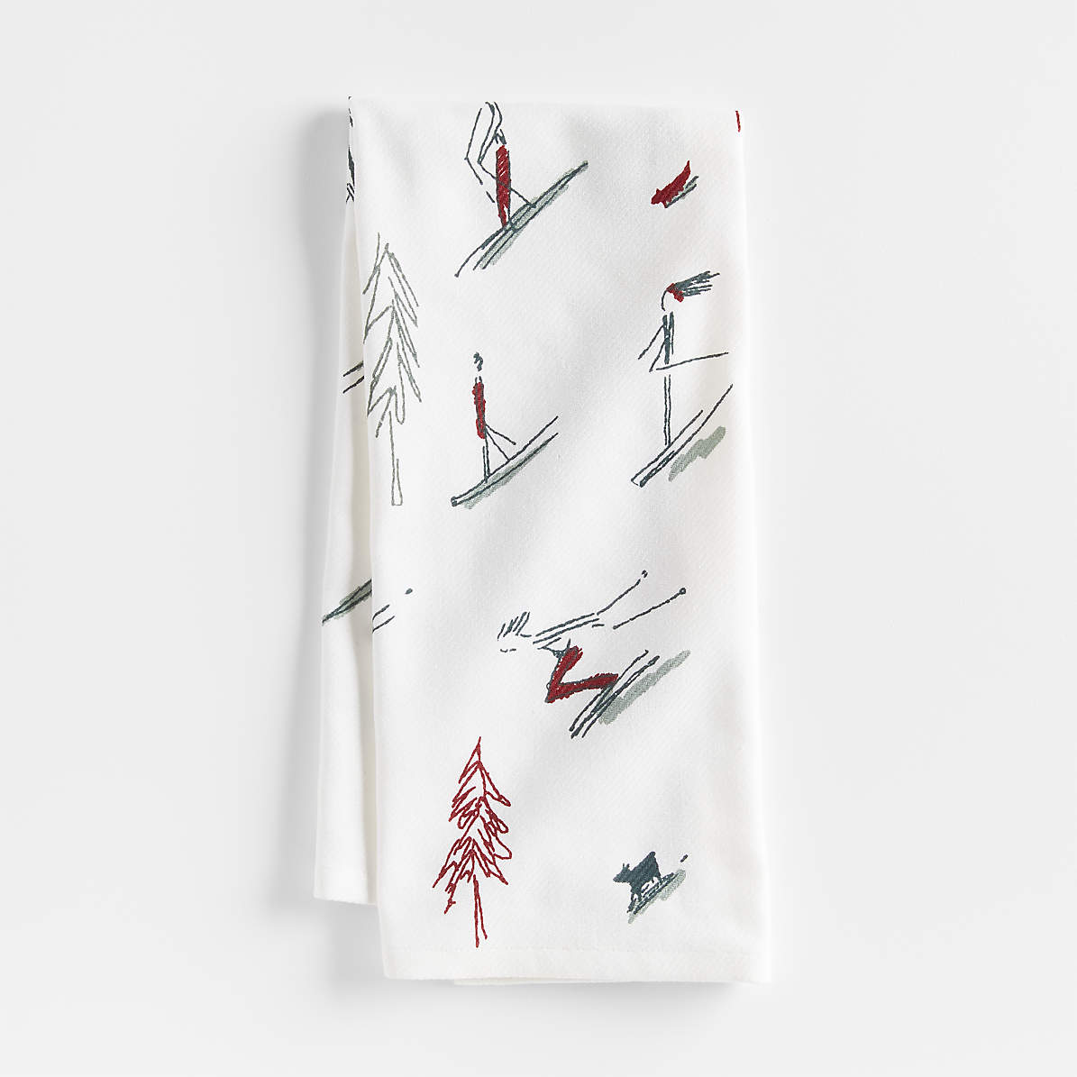 Winter Reindeer Green Organic Cotton Dish Towels, Set of 2 +