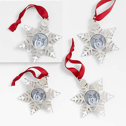 2023 Holiday Snowflake Picture Frame Christmas Tree Ornaments, Set of 4