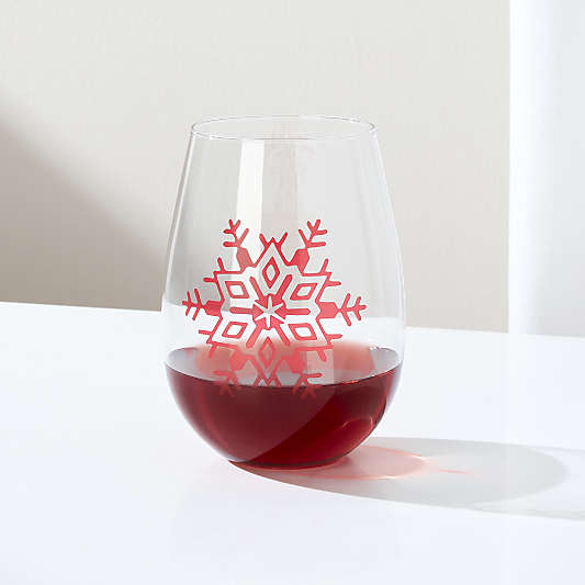 Holiday Snowflake Stemless Wine Glass