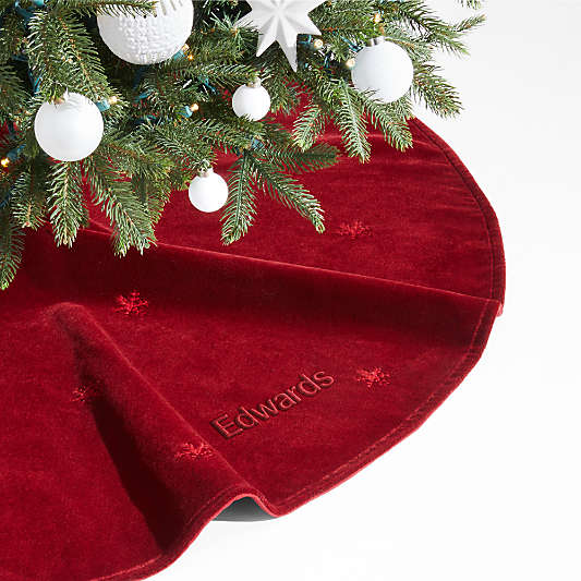 Holiday Snowflake Red Christmas Tree Skirt