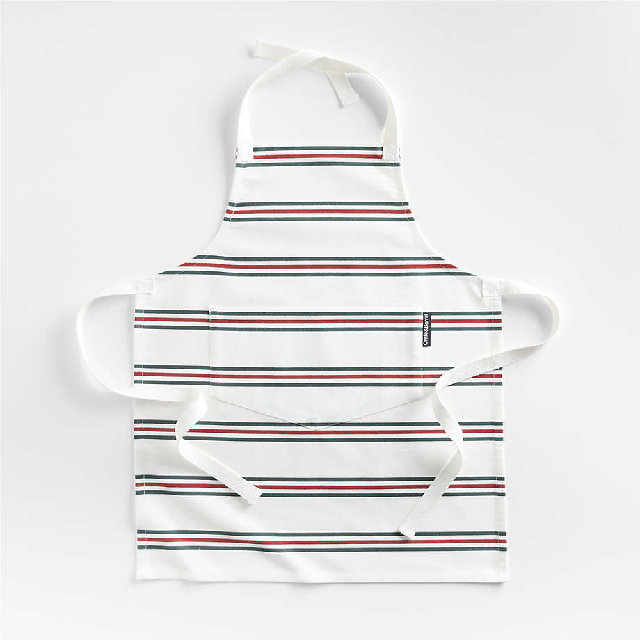 Holiday Stripe Organic Cotton Kids Apron + Reviews Crate & Barrel
