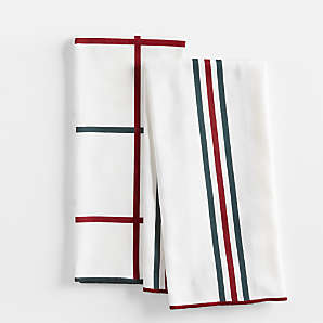 All-Clad Stripe Dual Sided Woven Kitchen Towel, Set of 3 - Pewter
