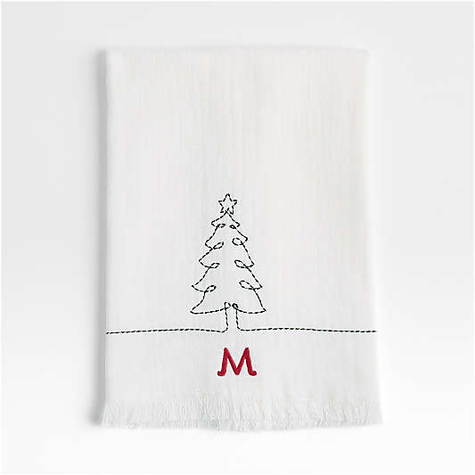 Holiday Tree Embroidery Guest Towel