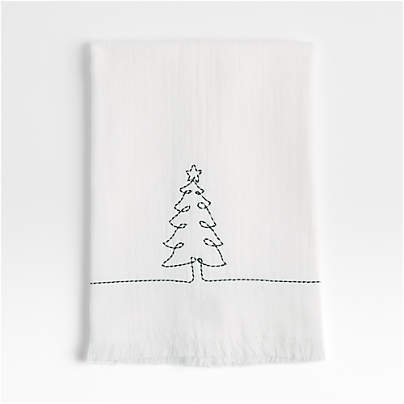 Holiday Tree Embroidery Guest Towel