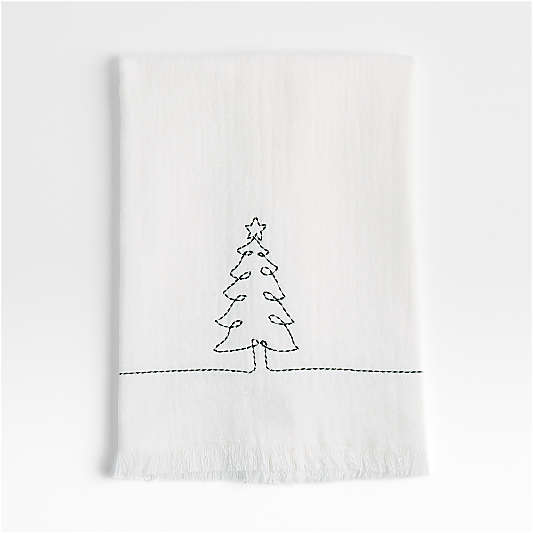 Holiday Tree Embroidery Guest Towel