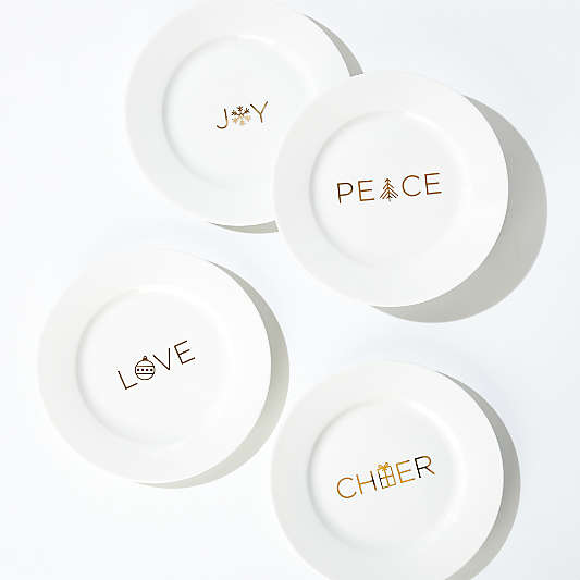 Holiday Words Salad Plates, Set of 4