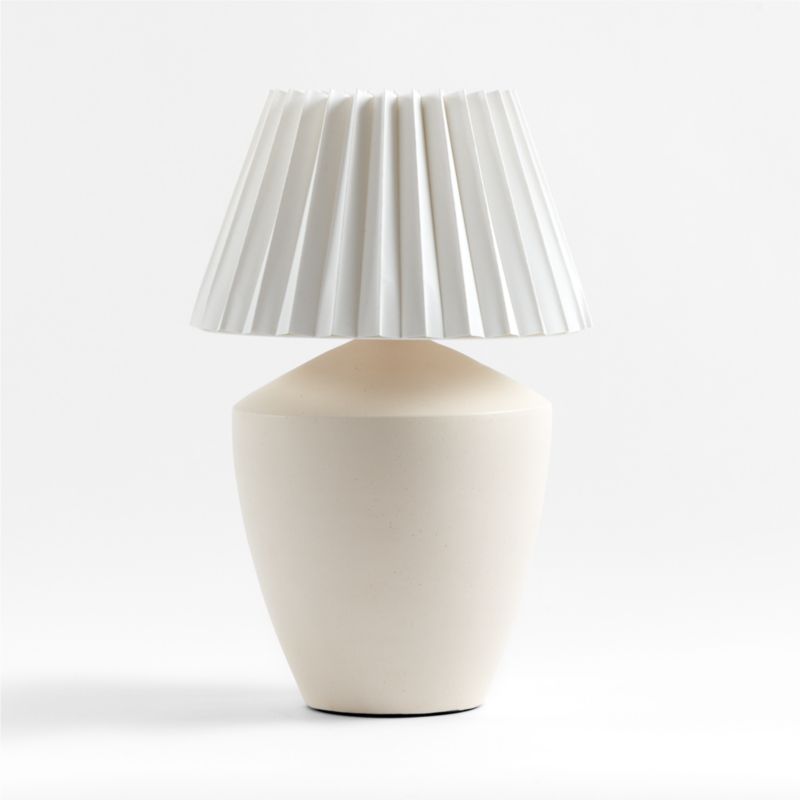 Holland White Ceramic Table Lamp with Pleated Tapered Shade
