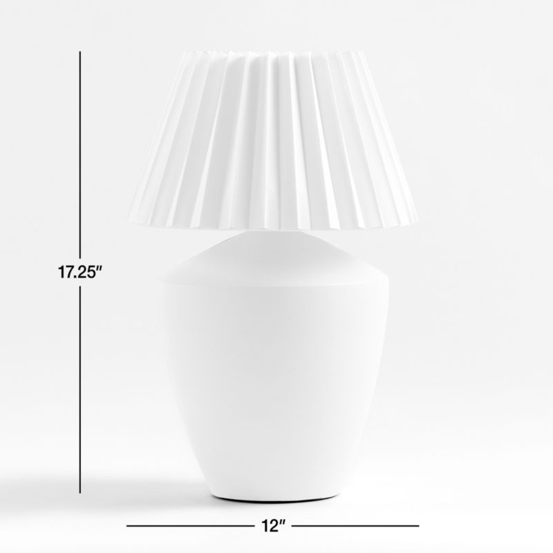 Holland White Ceramic Table Lamp with Pleated Tapered Shade