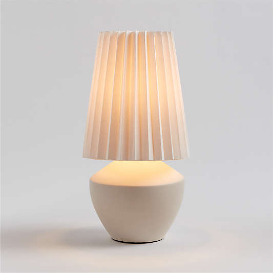 Holland Small White Ceramic Table Lamp with Pleated Tapered Shade