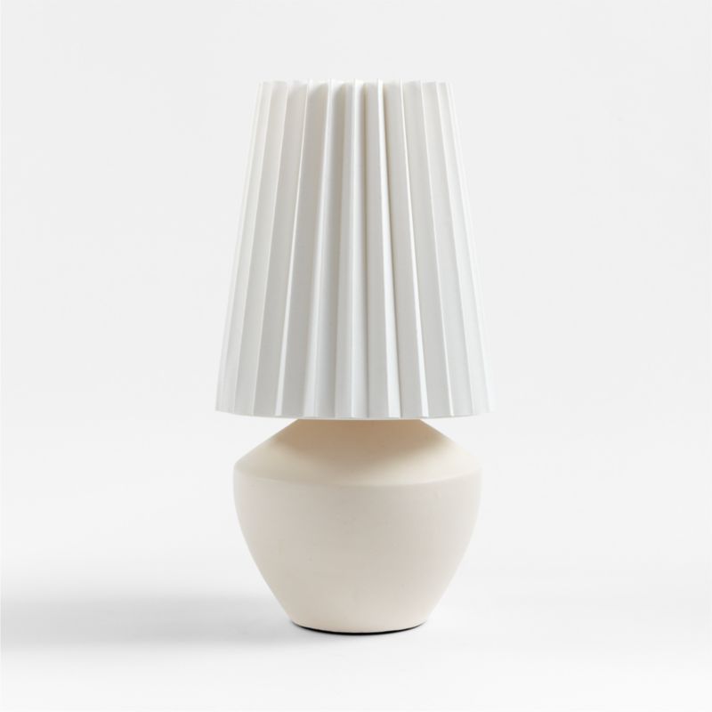 Holland Small White Ceramic Table Lamp with Pleated Tapered Shade - image 3 of 8