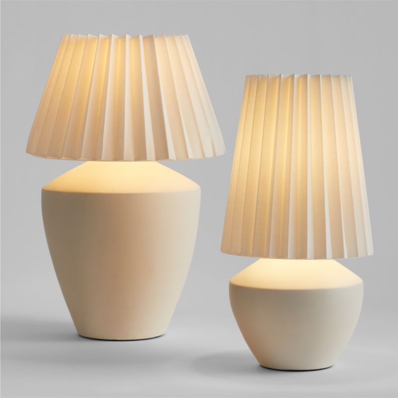 Holland White Ceramic Table Lamp with Pleated Tapered Shade