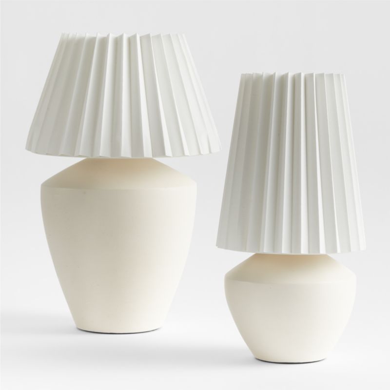 Holland White Ceramic Table Lamp with Pleated Tapered Shade