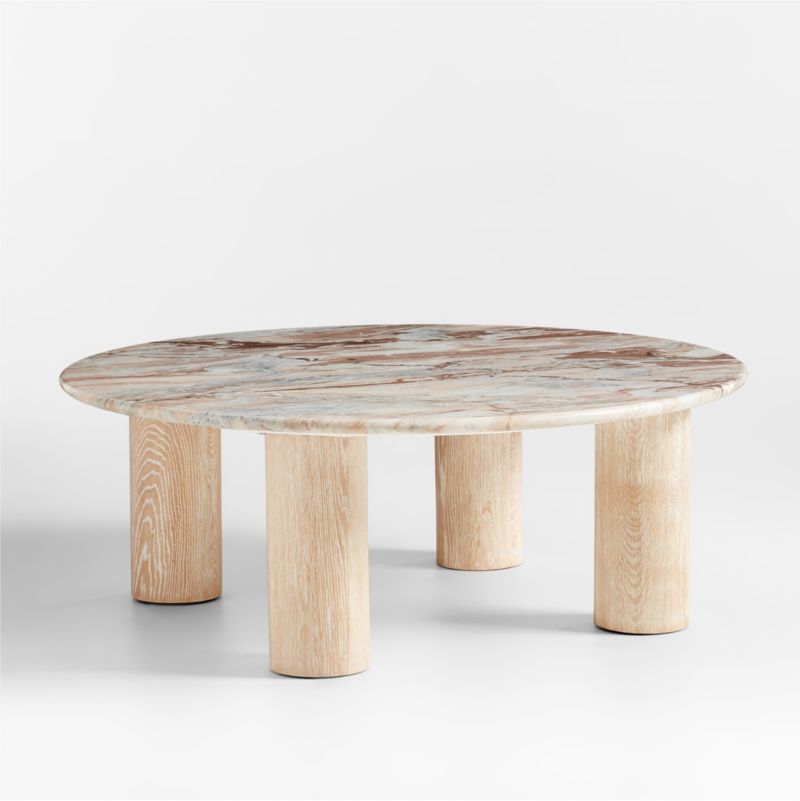 Homage Marble and White Oak Wood 44" Round Coffee Table - image 6 of 14