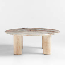Homage Round White Oak Wood And Marbl...