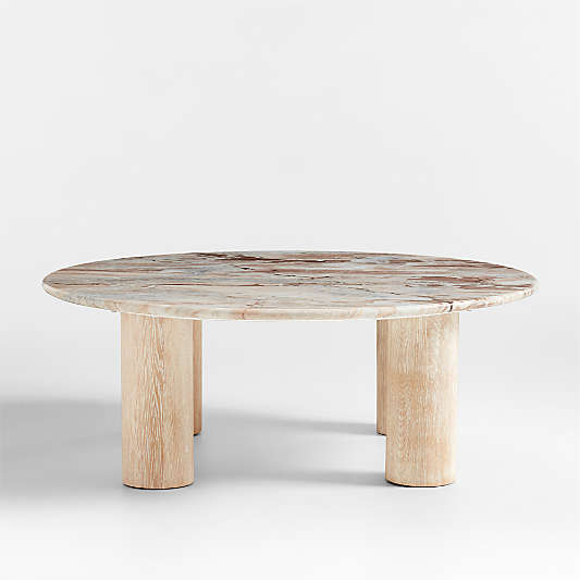 Homage Marble and White Oak Wood 44" Round Coffee Table