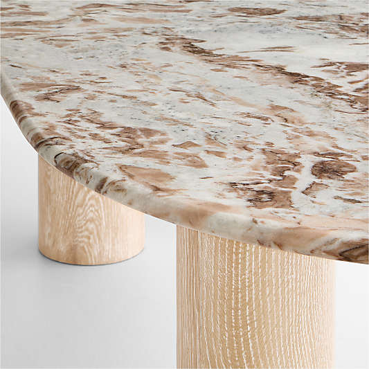 Homage Marble and White Oak Wood 60" Oval Coffee Table