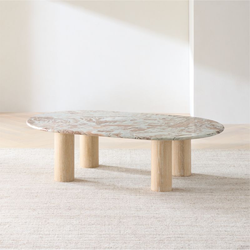 Homage Marble and White Oak Wood 44" Round Coffee Table - image 7 of 17