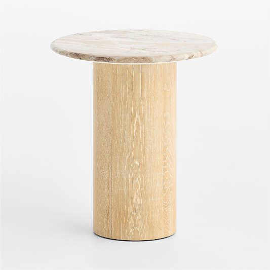 Homage Marble and White Oak 20" Side Table